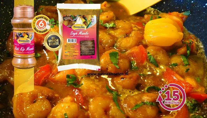 Afbeelding van Curry garnalen Surinam style