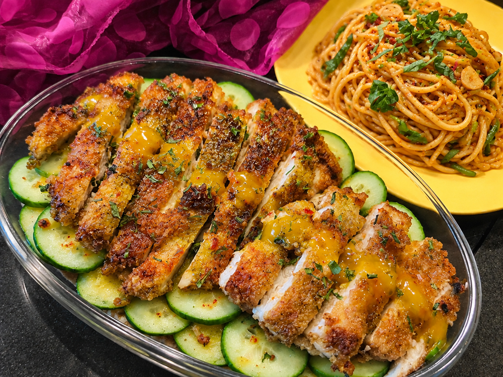 Sandhia's bami met kipschotel uit de oven