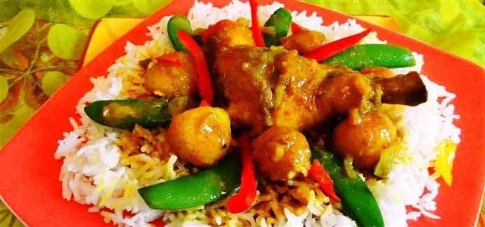 Afbeelding van recept met Masala Drummie's (drumsticks met masala en sugarsnaps)