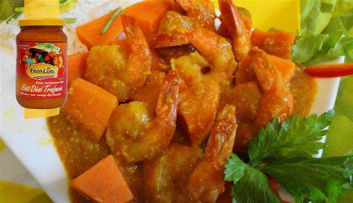 Afbeelding van recept met Caribbean Shrimps (garnalen met zoete aardappel in speciale masala saus)