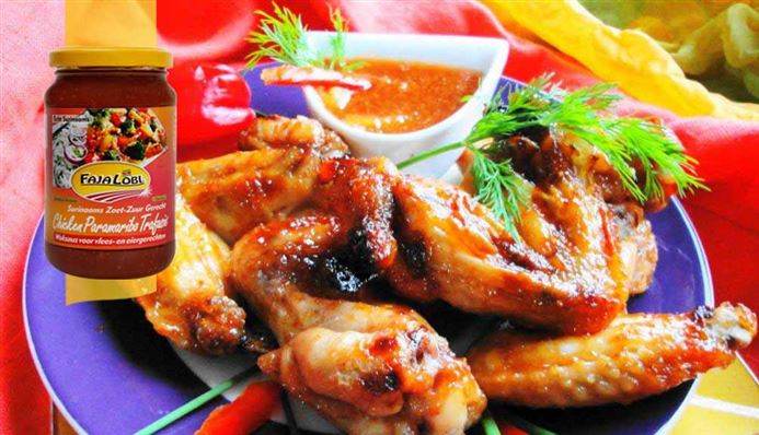 Afbeelding van recept met Chicken Wings Paramaribo (zoet-zure kippenvleugels met ananas chutney)